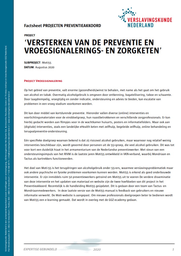 Factsheet versterken preventie en vroegsignalerings- en zorgketen – Moti55